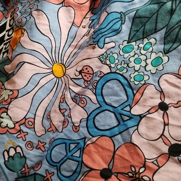 PEACE LOVE ADDIDAS ALL COTTON SOFT MOD FLORAL PRINT T SHIRT SIZE 16 XL TOP - Picture 4 of 8